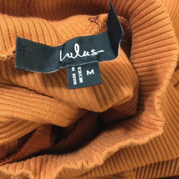 LULU'S SZ M Pumpkin Ribbed Long Sleeve Mock Neck Ribbed Bodysuit NEW B84 - Picture 6 of 7